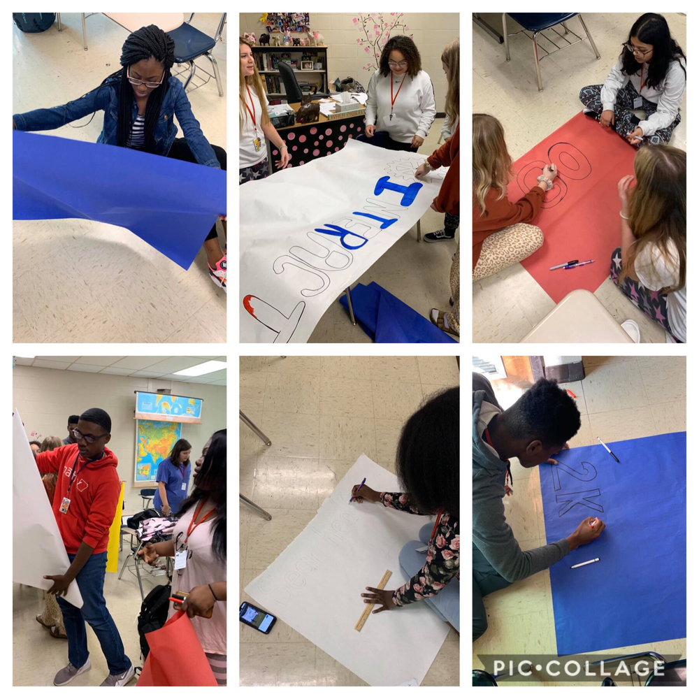 MHS Interact students are hard at work preparing for Homecoming 2019. #onepatriotonecommunity