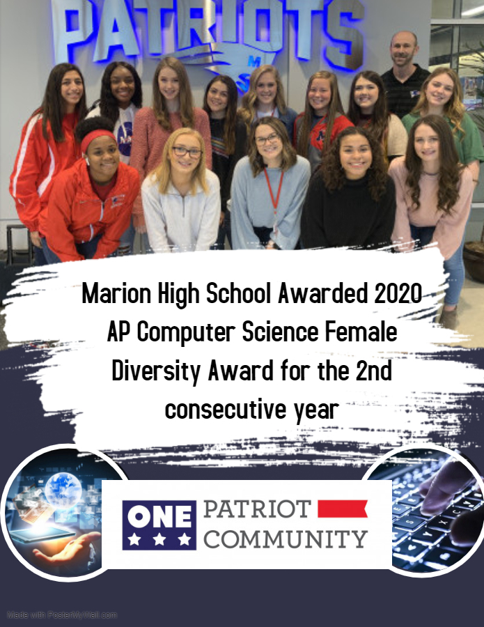 Marion High School Awarded 2020 AP Computer Science Female Diversity Award for the 2nd consecutive year