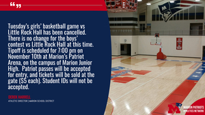 Girl's Basketball Game Canceled
